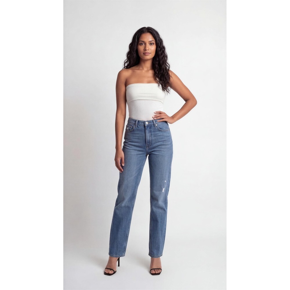 Live in the Moment White Ribbed Strapless Bodysuit Tube Top Small